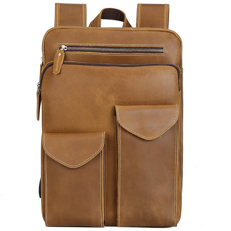 Crazy Horse Leather Backpack-Cardif