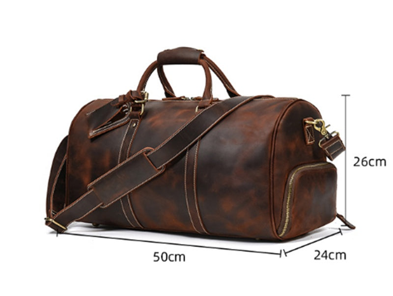 Crazy Horse Leather Retro Duffel Bag-Truro