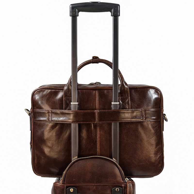 Cowhide Shoulder Messenger Bag-Hugh Town