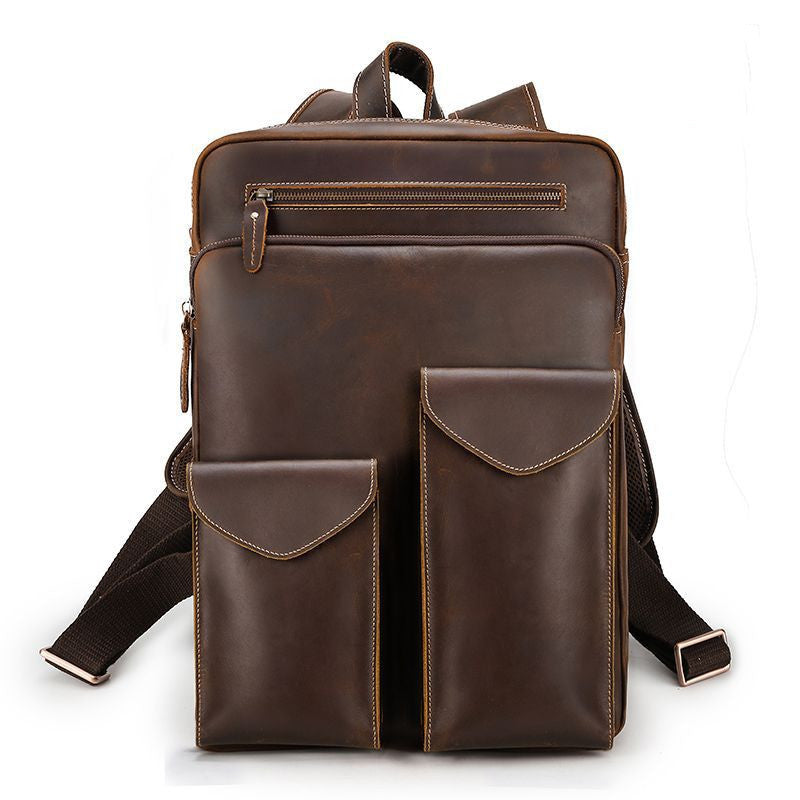 Crazy Horse Leather Backpack-Cardif