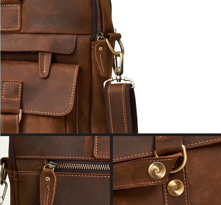 Retro Cowhide Leather Messenger Bag-Holywell