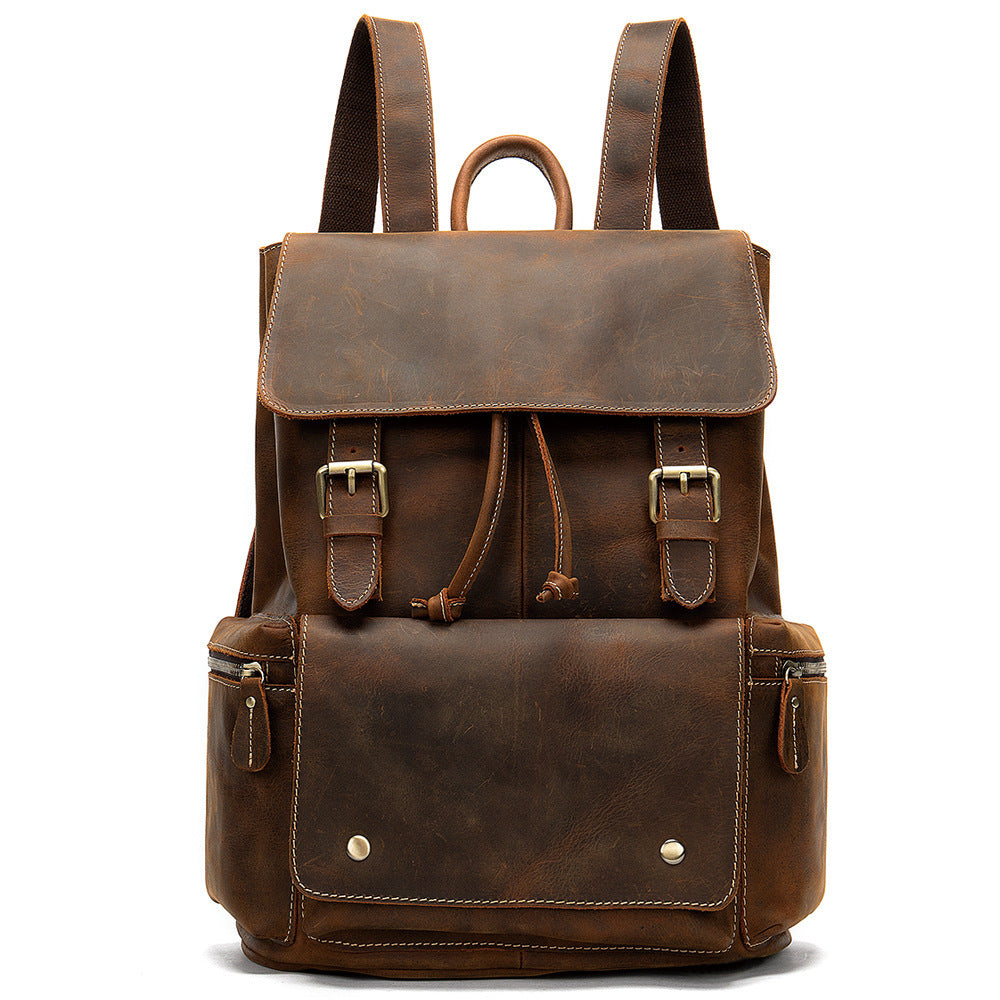 Crazy Horse Leather Backpack-Buckley