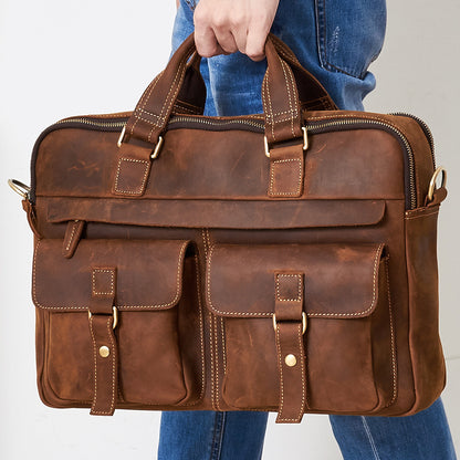 Retro Cowhide Leather Messenger Bag-Holywell