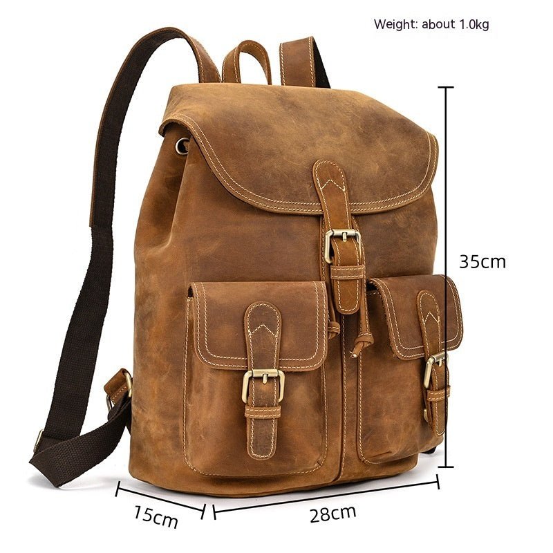 Retro Crazy Horse Leather Backpack-Penryn