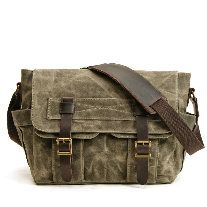 Vintage Oil Wax Canvas Messenger Bag-Falmouth