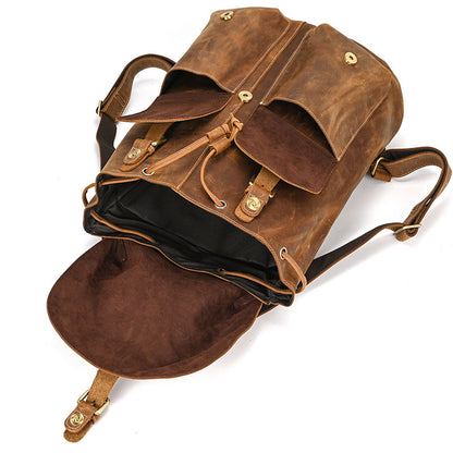 Retro Crazy Horse Leather Backpack-Penryn